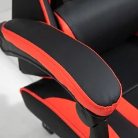 Vinsetto High Back Gaming Chair, PU Leather Racing Style Gamer Computer Chair with Retractable Footrest with Lumbar Support, Pillow and Adjustable Padded Armrests, Red(m-18)