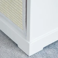 PawHut Wooden Cat Bed Cube House with Soft Padded Cushions, 2 Exterior Scratching Boards, & Interior Space, White(m-13)