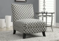 Monarch Modern Plush Upholstered Fabric Accent Slipper Chair - Grey Geometric Print(m-2)