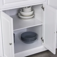 HomCom Rolling Kitchen Island Trolley Storage Cart with Drawers, Door Cabinet, Adjustable Shelves for Dining Room, White(m-7)