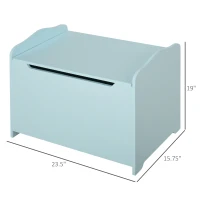 Qaba Kids Toy Chest Wooden Toy Storage Organizer Chest Box with Magnetic Hinge, Large Storage Space, & Groove Handle, Blue(m-3)