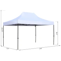 Outsunny 10' x 15' Pop Up Canopy Gazebo with 3-Level Adjustable Height, Wheeled Roller Bag, UV Fighting Roof, White(m-3)