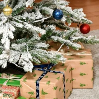 HOMCOM 7ft Pre-Lit Snow-Flocked Noble Fir Artificial Christmas Tree with Realistic Branches, 198 LED Lights and 342 Tips(m-12)