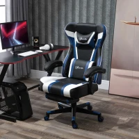 Vinsetto High Back Gaming Chair, Racing Style Ergonomic Computer Desk Chair with Adjustable Height, Retractable Footrest, Headrest and Lumbar Support, Blue(m-2)