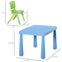 HOMCOM 5 Pieces Kids Table and Chair Set Toddler Plastic Play Activity Set with Stackable Chairs, Multicolor(m-3)