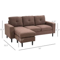 HOMCOM Living Room Multi-Piece Chaise Sofa Lounger w/Mid-Century Style and Sturdy Frame(m-3)