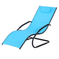 Outsunny Zero-Gravity Rocking Chair Garden Patio Lounger Seat Outdoor Indoor Texteline Recliner Backyard Aluminum Frame Rocker Blue(m-1)