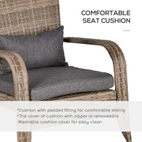 Outsunny Patio Wicker Adirondack Chair, Outdoor All-Weather Rattan Fire Pit Chair w/ Soft Cushions, Tall Curved Backrest and Comfortable Armrests for Deck or Garden, Charcoal Gray(m-6)