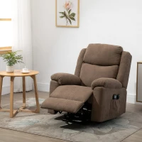 HOMCOM 152° Adjustable Electric Power Lift Recliner Massage Chair Linen Surface w/ 8 Vibration Points 2 Remote Living Room Office Furniture - Brown(m-2)