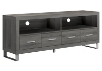 Monarch 60" Contemporary 4-Drawer Open Concept Shelf Reclaimed Wood-Look Storage Console TV Stand - Dark Taupe Finish(m-1)