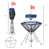 Soozier Portable Disc Golf Basket Target with 12-Chain, Easy Carry Bag, Dark Blue(m-3)