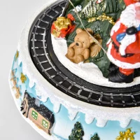 HOMCOM Animated Christmas Tree Scene, Pre-Lit Musical Collectable Decor with Moving Train and Santa, Winter Wonderland Set for Indoor Holiday Display(m-15)