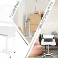 Vinsetto Foldable Computer Desk on Rolling Wheels Height Adjustable Tilt 90° White(m-4)