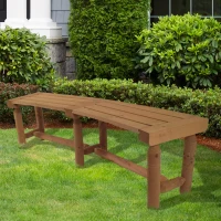 Outsunny 4.5ft Rustic Log Backless Garden Bench Natural Wood Patio Lounge Seating Garden Furniture All Weather(m-2)