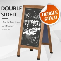 Vinsetto Magnetic A-Frame Sidewalk Chalkboard Sign 40” x 20” Sturdy Freestanding Wooden Sandwich Board with Eraser - Walnut(m-5)
