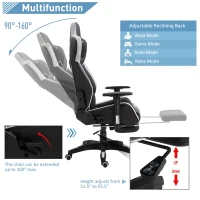 Vinsetto Executive Racing Chair Adjustable Padded Seat with Wheels Black/ White(m-4)