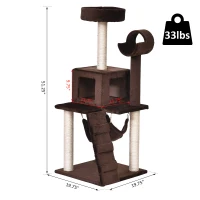 PawHut 51”H Cat Tree Scratching Multi-level Tower Kitten Condo Play House Brown(m-3)