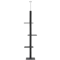 PawHut Floor-to-Ceiling Cat Tree Cat Climbing Tower with Sisal-Covered Scratching Posts Natural Cat Tree Activity Center for Kittens Cat Tower Furniture, Gray(m-1)