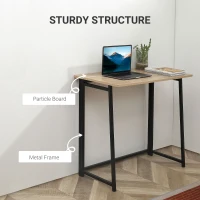 HOMCOM Writing Desk, 31.5" Folding Table for Small Space, Computer Desk with Metal Frame, Space-Saving Workstation for Home Office, Black(m-5)