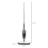 HOMCOM Steam Mop Cleaner for Laminate, Hardwood, Tiles and Carpet, 10–In-1 Multi-Purpose Floor Steamer for Kitchen, White/Grey(m-3)