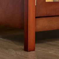 HOMCOM Kitchen Sideboard, Storage Buffet Cabinet with Open Shelf, Glass Door Cabinet and Adjustable Shelf for Living Room, Cherry(m-14)