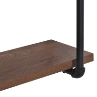 HOMCOM 2-Tier Industrial Pipe Shelves, Floating Wall Mounted Bookshelf, Metal Frame Display Rack for Living Room or Bedroom, Rustic Brown(m-11)