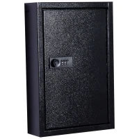 HOMCOM Lockable Steel Key Cabinet Wall Mounted w/ Key Tags Black(m-1)