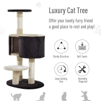 PawHut 39”H Cat Tree Scratching Post Condo Activity Center Kitten Climb Tower(m-4)