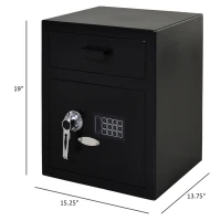 HOMCOM Digital Steel Locking Security Safe Box with Customizable Code Keypad, 2 Backup Emergency Keys, & Practical Design(m-3)