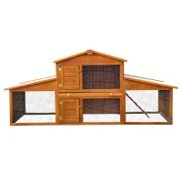 PawHut 85x25x39inch Deluxe Wooden Rabbit Hutch Backyard Bunny Cage Chicken Coop Small Animal Living House with Outdoor Run(m-6)