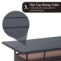 Outsunny 7 Pieces Rattan Dining Set Garden Wicker Furniture Slatted Tabletop Deck(m-6)
