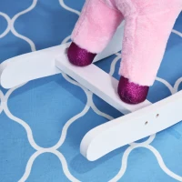 Qaba Unicorn Rocking Horse Toy with Sound for Kids  Wooden Plush Ride-On Rocker Battery Operated - Pink(m-15)
