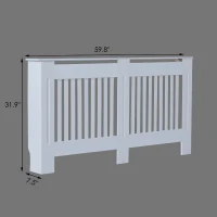 HOMCOM 60" Radiator Cover Painted Slatted MDF Cabinet Lined Grill White(m-2)