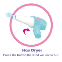 Qaba Kids Pretend Vanity Play Set Princess Girl Magic Dressing Table with Hair Dryer Makeup Table(m-8)