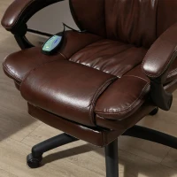 Vinsetto High Back Massage Office Chair with 6-Point Vibration, 5 Modes, Executive Chair, PU Leather Swivel Chair with Reclining Back, and Retractable Footrest, Brown(m-12)