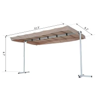 Outsunny 12'x8' Free Standing Manual Retractable Awning Outdoor Gazebo Garden Sunshade Beige(m-3)