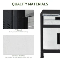 Outsunny Storage Sheds Outdoor Cabinet for Garden Tool with Adjustable Shelves, Ample Drawer with Waterproof PP & Galvanized Steel for Indoor/Outdoor Use(m-4)