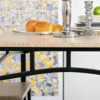 HOMCOM Rustic Industrial 5-Piece Dining Table Set Black Metal with 4 Chairs for Kitchen, or Dining Room, Oak(m-7)