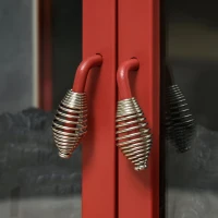 HOMCOM Electric Fireplace Heater, Freestanding Fireplace Stove with Realistic LED Log Flames and Overheating Safety Protection, 1400W, Red(m-14)