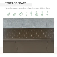 Outsunny 8'x5' BBQ Grill Gazebo with 2 Side Shelves, Outdoor Double Tiered Interlaced Polycarbonate Roof with Steel Frame, Brown(m-5)