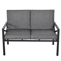 Outsunny 4-Piece Patio Furniture Set Garden Conversation Set with Soft Washable Cushions & Strong Steel Frame, Grey(m-7)