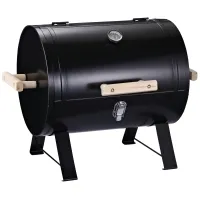 Outsunny 20" Charcoal Barbecue Grill with Wooden Handle Portable Outdoor Camping Charcoal Barbecue Grill Improved Air Circulation(m-1)