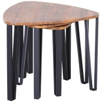 HOMCOM Industrial 3 PCs Stacking Nesting Table Coffee Table Set Walnut Color(m-8)