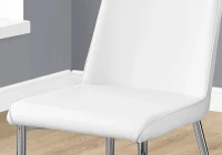 Monarch 2 Piece PU Leather Chrome Legged Modern Dining Chair Set - White(m-3)
