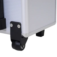 HOMCOM Professional Rolling Full Makeup Travel Train Case, Large Storage Cosmetic Trolley with Folding Trays, Drawer and Locks, Silver(m-12)