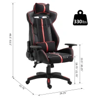 Vinsetto Executive Racing Chair Adjustable Padded Seat with Wheels Black/ Red(m-3)