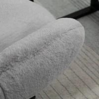 HOMCOM Faux Fur Leisure Chair Accent Chair Office Swivel Chair with Mid-Back Wide Design, Adjustable Seat Height, Steel Base, Wheels, Grey(m-15)