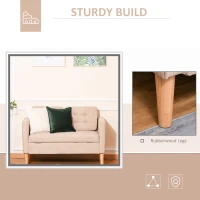 HOMCOM Modern 2-Seater Loveseat Button-Tufted Fabric Couch with Storage Chest, Cushions and Rubberwood Legs for Living Room, Light Brown(m-5)