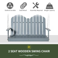 Outsunny 47'' 2-Seater Hanging Porch Swing, Outdoor Patio Swing Bench with Wooden Build, Water-Fighting Protection, & Classic Style, 440 lb Weight Capacity, Grey(m-5)