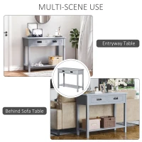 HOMCOM Console Table with 2 Storage Drawers and Open Shelf, Modern Sofa Table for Hallway, Living Room, or Bedroom, Grey(m-7)